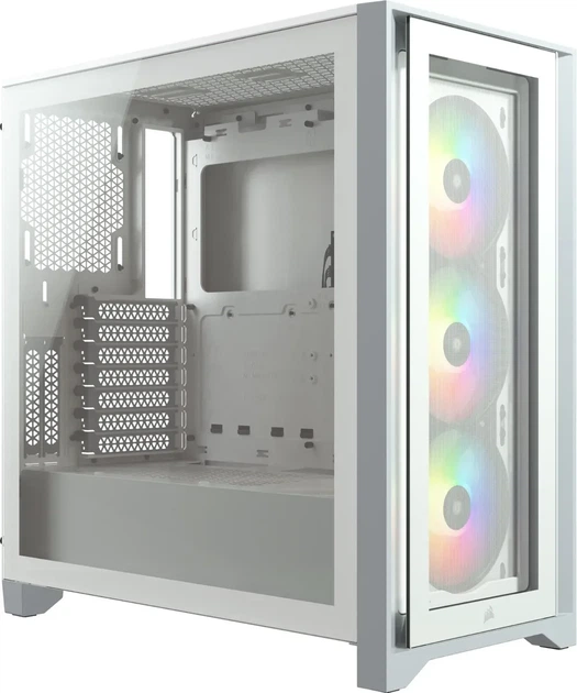 Корпус Corsair iCUE 4000X RGB / без БП / Mid-Tower / ATX, E-ATX / USB Type-C / 3x120mm RGB / Белый - изображение 2