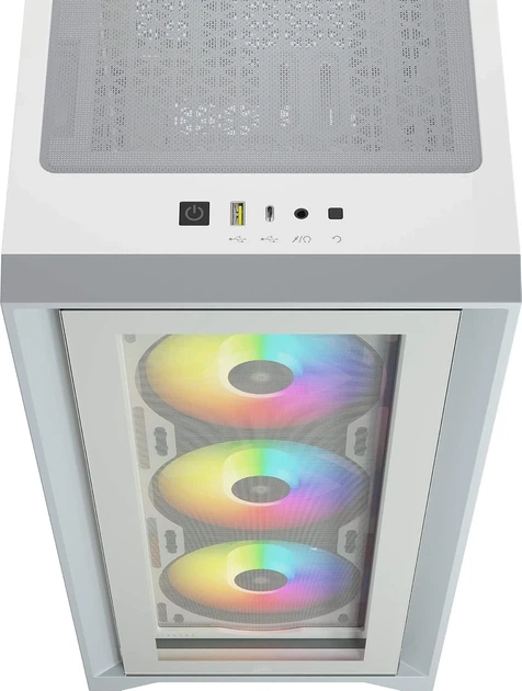 Корпус Corsair iCUE 4000X RGB / без БП / Mid-Tower / ATX, E-ATX / USB Type-C / 3x120mm RGB / Белый - изображение 8