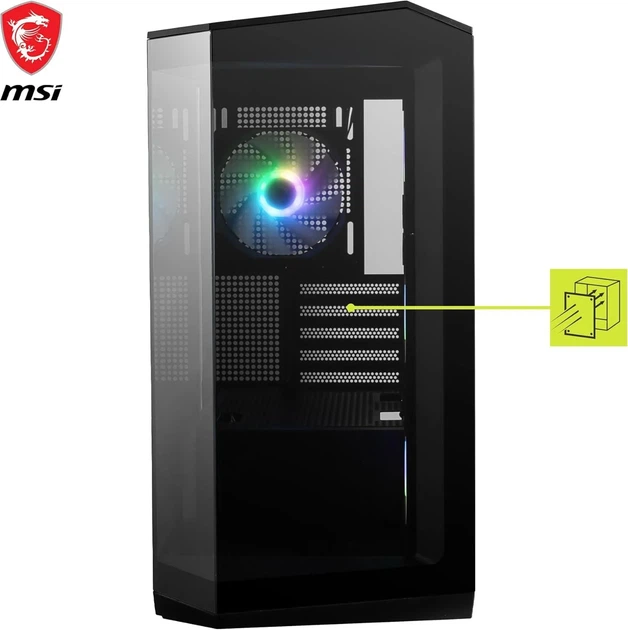 Корпус MSI MAG PANO M100R PZ / Micro-ATX / без БП / 4x120mm ARGB / Project Zero support / USB-C 3.2 Gen 2x2 / Black - изображение 5