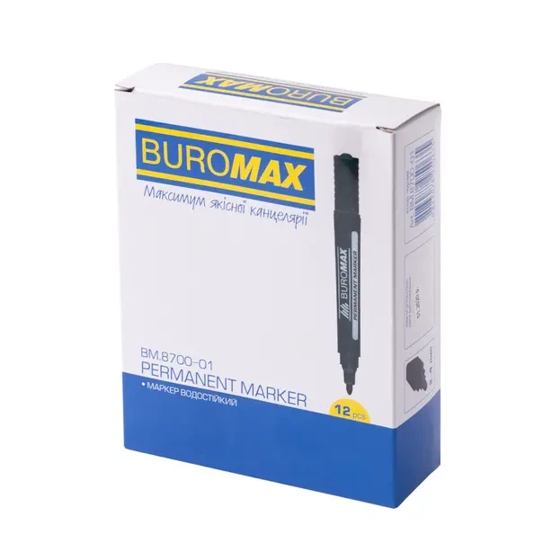 Маркер перманентний Buromax чорний 2-4 мм круглий (BM.8700-01) - Фото 3 Маркер перманентний Buromax чорний 2-4 мм круглий (BM.8700-01) - изображение 3