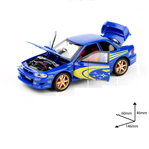 Металева модель машина Subaru Impreza 1:32 зі світлом і звуком Інерційна машинка в коробці субару синій легенда модель - Фото 2 Металева модель машина Subaru Impreza 1:32 зі світлом і звуком Інерційна машинка в коробці субару синій легенда модель - зображення 2