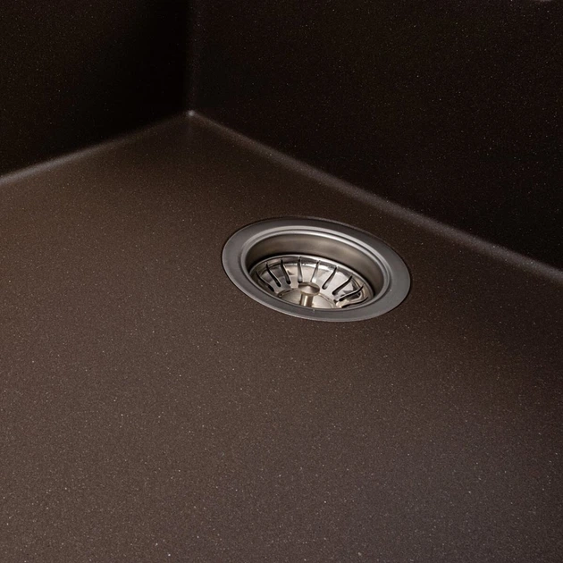 Мийка для кухні PLATINUM граніт DIAMOND 860x500мм прямокутна врізна без сифону коричнева PLS-A47492 - зображення 2