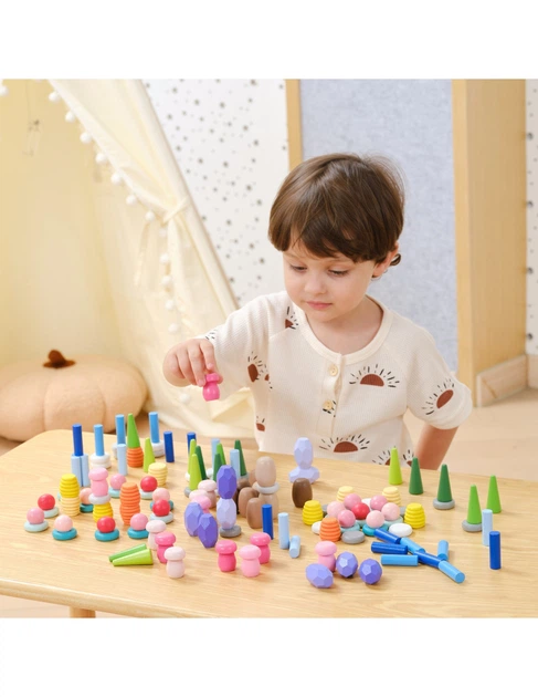 Drewniany konstruktor edukacyjny Viga Montessori sorter 141 element (44818) (6971608448188) - obraz 5