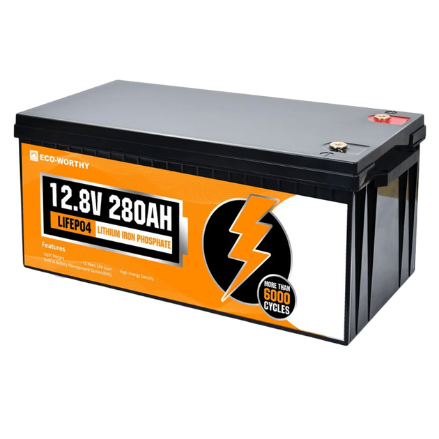 Аккумулятор LiFePO4 ECO-WORTHY 12.8V 280Ah 3584Wh с BMS 200A литий-железо-фосфатная батарея для инвертора солнечных систем и резервного питания - изображение 10
