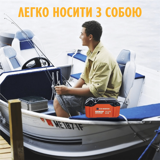 Акумулятор ECO-WORTHY LiFePO4 12V 20Ah 256Wh батарея для човнів кемпінгу та сонячних систем з вбудованою BMS ресурсом понад 4000 циклів - Фото 10 Акумулятор ECO-WORTHY LiFePO4 12V 20Ah 256Wh батарея для човнів кемпінгу та сонячних систем з вбудованою BMS ресурсом понад 4000 циклів - зображення 10