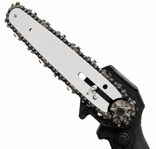 Аккумуляторная цепная мини пила Electric Chain Saw 48V 8" дюймов 20см с 2 аккумуляторами для обрезки веток деревьев в кейсе - изображение 7