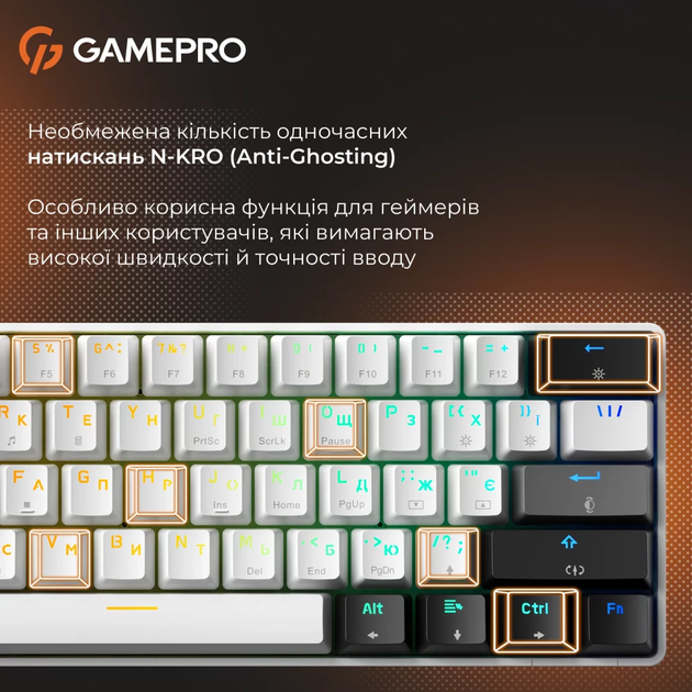 Клавиатура GamePro Genesis Infinity MK130BW Black/White - изображение 9