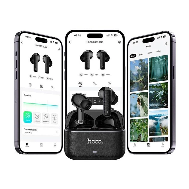 Беспроводные вакуумные Bluetooth наушники HOCO EQ35 Rhyme TWS BT гарнитура с микрофоном с шумоподавлением ANC ENC Black - изображение 3