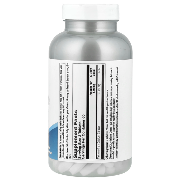 Цитрат кальция KAL "Calcium Citrate" 1000 мг (180 таблеток) - изображение 2