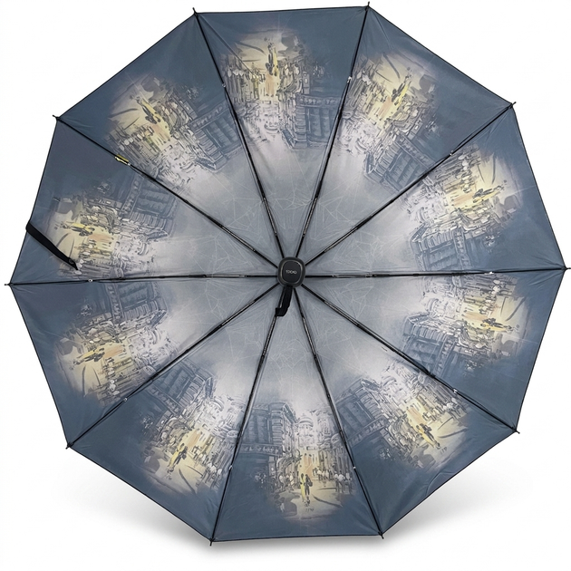 Зонт женский полный автомат Три Слона L34082-1 Синяя Антиветер Вечерний город - изображение 4