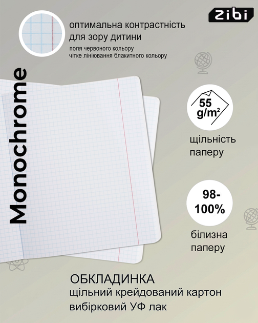 Набор предметных тетрадей ZiBi Monochrome 36 листов в клетку 8 предметов 10 шт (ZB.1733-99) - изображение 13