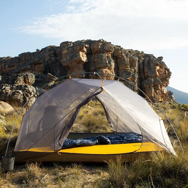 Намет туристичний 2-місний NatureHike Mongar II легкий 2.18 кг 20D nylon silicone водостійкість 4000 мм 215×135 см 2 входи 2 тамбури з footprint NH17T007-M сірий - зображення 4