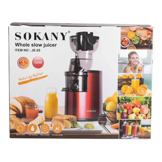 Шнековая соковыжималка SOKANY 1 л 300 Вт реверс автоматический выброс мякоти - изображение 15