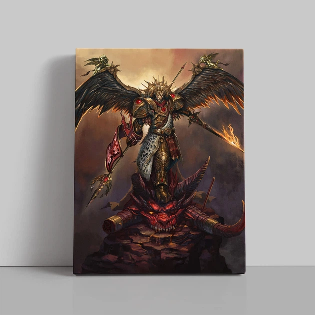 Интерьерная картина Вархаммер 40000, Сангвиний, примарх Кровавых Ангелов, Warhammer 40000, W40K, дарк фентези, 80×60 см (id7236) - изображение 3