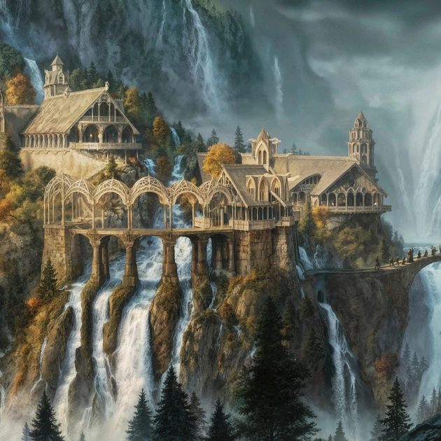Интерьерная картина Властелин колец, Ривенделл, Lord Of The Rings, Rivendell, фентези, 60×96 см (id7315) - изображение 4