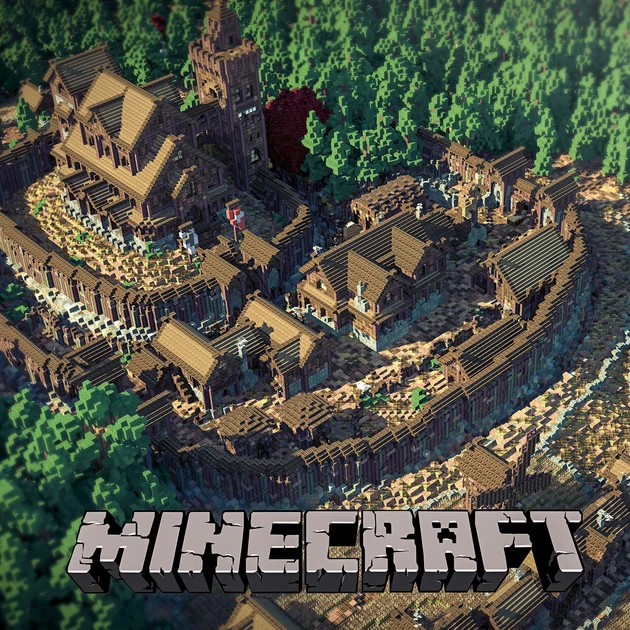 Інтер'єрна картина Майнкрафт, Minecraft, місто з замком, 60×85 см (id2364) - зображення 3