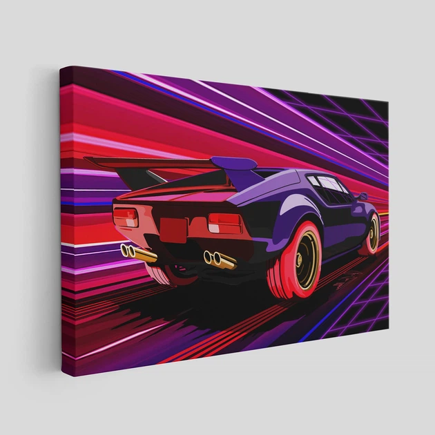 Інтер'єрна картина Ретровейв авто, retrowave, synthwave, поп-арт, кіберпанк, інтер'єрний плакат, 37×60 см (id1368) - зображення 2