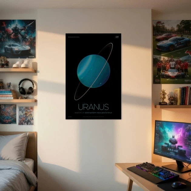Постер Уран, Uranus, NASA, НАСА, космос, астрономия, A3 42×27 см (id7149) - изображение 2