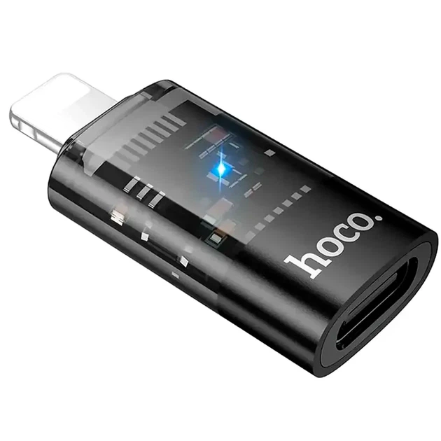 Адаптер Lightning USB Hoco UA36 OTG 480Mbps чорний алюмінієвий 34x10x17мм для підключення пристроїв - зображення 15