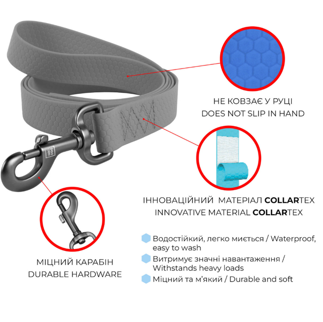 Повідець для собак WAUDOG Waterproof водостійкий M 3.05 м 20 мм Червоний - Фото 6 Повідець для собак WAUDOG Waterproof водостійкий M 3.05 м 20 мм Червоний - зображення 6