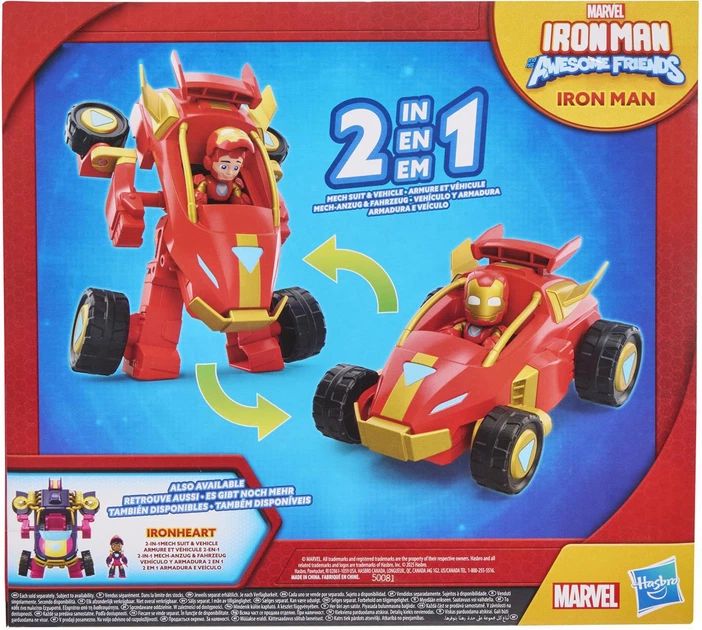 Набір Hasbro Marvel 2 in 1 Iron Man and his awesome friends: Mech Suit and Vehicle 10 см G1474 (5010996313317) - зображення 2