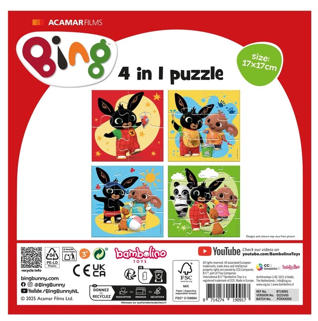 Puzzle Bambolino Toys Bing — 4 w 1 35 elementów (12004332) (4005555043324) - obraz 7