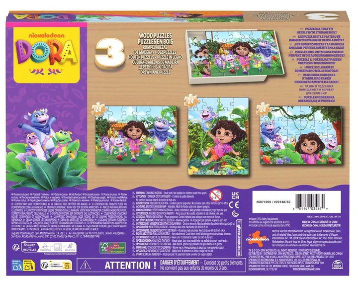 Puzzle drewniane Spin Master Dora — 72 elementy (3x24) (6071059) (681147034679) - obraz 3