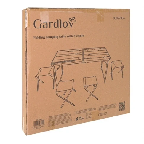 Раскладной садовый стол 120х60 см + 4 стула черный/коричневый Gardlov для отдыха на свежем воздухе - изображение 3