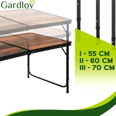 Раскладной садовый стол 120х60 см + 4 стула черный/коричневый Gardlov для отдыха на свежем воздухе - изображение 6
