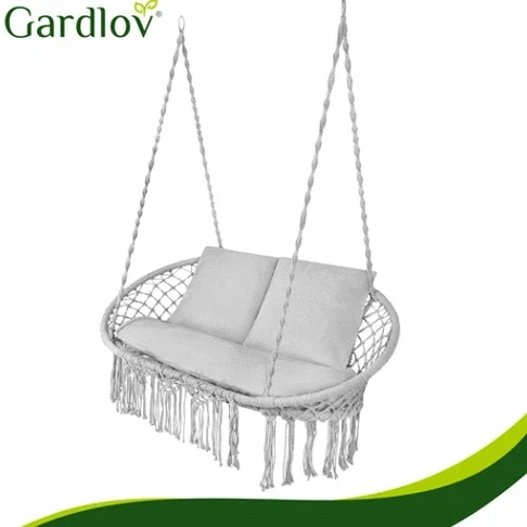 Двухместные садовые качели Гнездо аиста 300 кг с подушками серые Gardlov - зображення 8