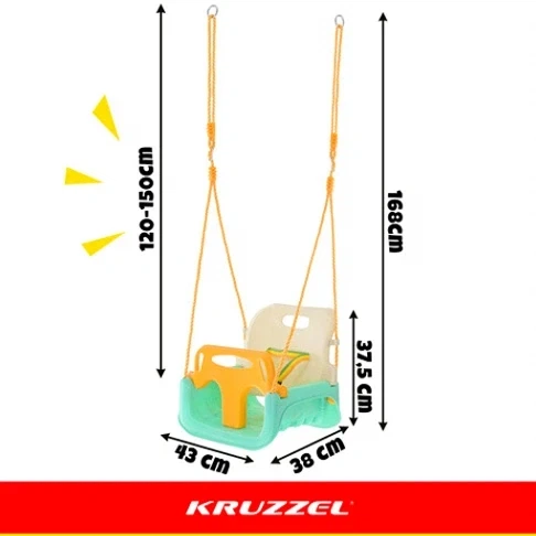 Детская качеля-трансформер 3 в 1 до 30 кг разноцветная для дома и сада Kruzzel - изображение 4