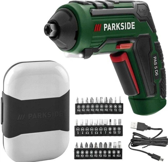 Аккумуляторная отвертка Parkside 1500 мАч 10 Н/м с насадками 30 бит USB Type-C - Фото 2 Аккумуляторная отвертка Parkside 1500 мАч 10 Н/м с насадками 30 бит USB Type-C - изображение 2