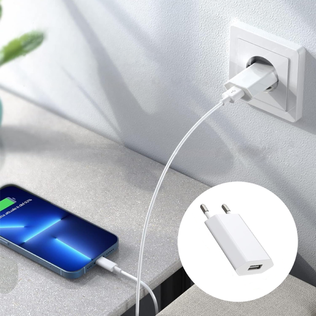 Мережевий зарядний пристрій USB 1A 220V для смартфонів - зображення 4
