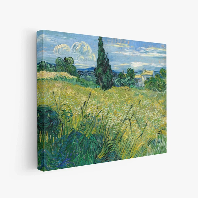 Интерьерная картина Поле с зелёной пшеницей и кипарисом, Ван Гог, Vincent van Gogh, Green Field, интерьерный декор, 30×37 см (id3035) - изображение 2
