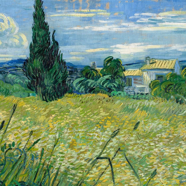 Интерьерная картина Поле с зелёной пшеницей и кипарисом, Ван Гог, Vincent van Gogh, Green Field, интерьерный декор, 30×37 см (id3035) - изображение 6