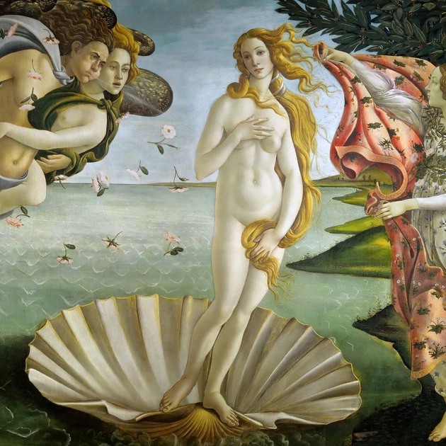 Інтер'єрна картина Народження Венери, Сандро Боттічеллі, Sandro Botticelli, Birth of Venus, 38×60 см (id3422) - зображення 6