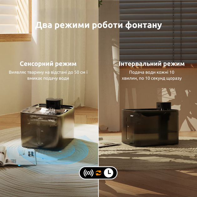 Фонтан для кошек и собак NPET WF020-WM 4 л со встроенным аккумулятором и датчиком движения, черный (267-BLACK) - изображение 2