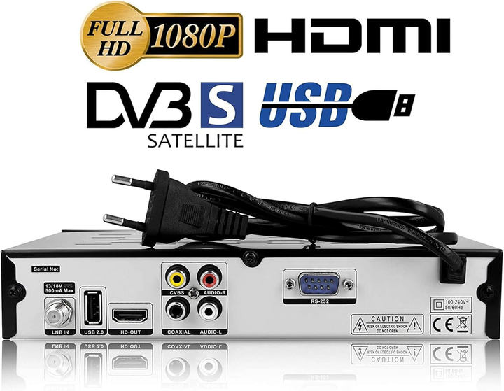 Супутниковий HD-ресивер HD-Line Echosat 20500 S: Full HD 1080p, HDMI, 2xUSB, DVB-S2, тюнер для Astra, Hotbird, Türksat - зображення 4