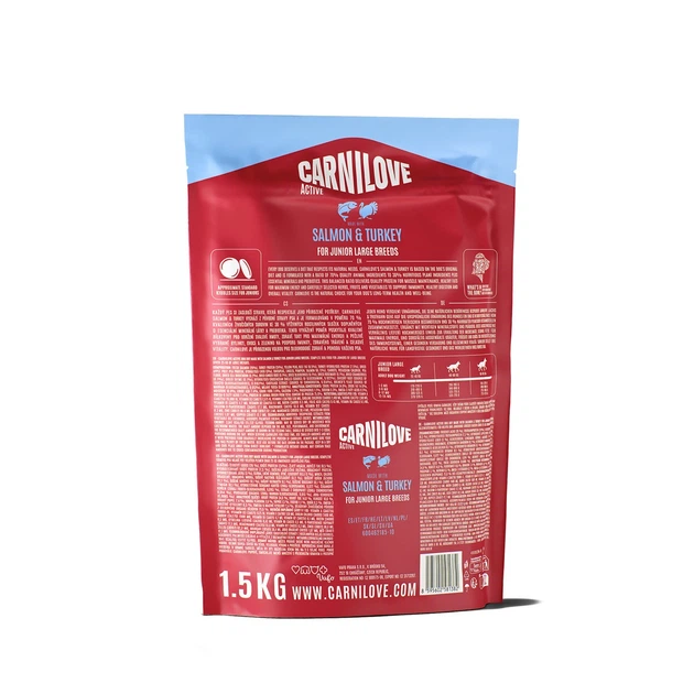 Сухой корм с индейкой и лососем для юниоров крупных пород Carnilove Active Salmon & Turkey Junior Large Breed, 1.5 кг - изображение 2