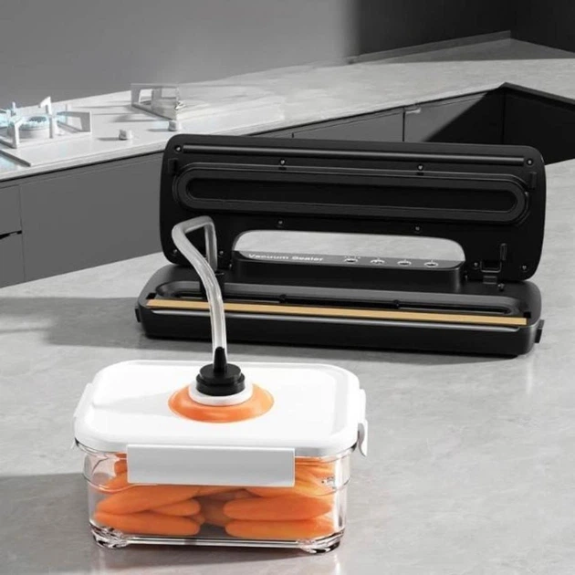 Вакуумный домашний упаковщик с пакетами автоматический Vacuum Sealer Вакууматор бытового аппарата для упаковки продуктов - изображение 3