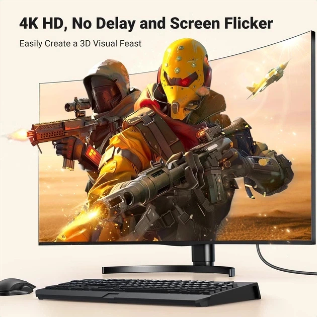 Кабель UGREEN DP125 DisplayPort to HDMI 2.0 2 м 4K@30Hz Black, кабель DisplayPort — HDMI - зображення 5