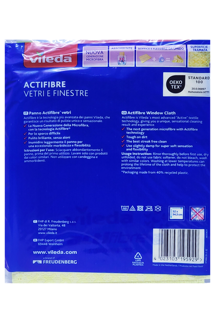 Ганчірка для скляних поверхонь VILEDA actifibre panno x vetriefinestre 36x32 1 шт. - зображення 2