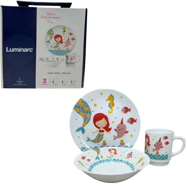 Набор детской посуды Luminarc Tide Pool Treats 3 предмета стеклокерамика для детей X3290 - Фото 2 Набор детской посуды Luminarc Tide Pool Treats 3 предмета стеклокерамика для детей X3290 - изображение 2