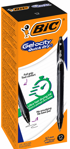 Zestaw długopisów żelowych BIC Gelocity Quick Dry Czarny 12 szt (3086123494664) - Zdjęcie 1 Zestaw długopisów żelowych BIC Gelocity Quick Dry Czarny 12 szt (3086123494664) - obraz 1