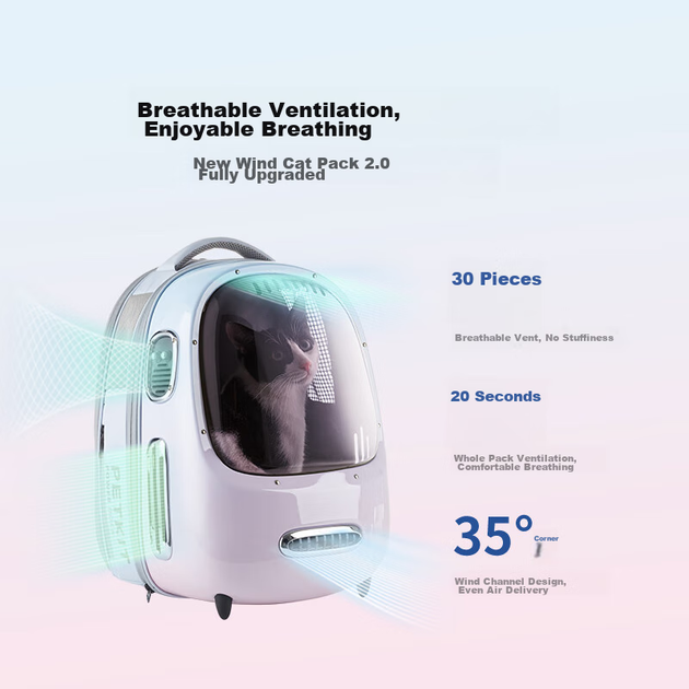 Рюкзак Xiaopei New Air Cat Bag для животных прозрачный дышащий, для улицы - изображение 3
