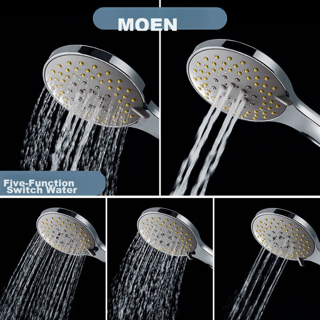 Ручная душевая лейка MOEN с большой панелью, ультратонкая, водосберегающая, пятифункциональная HH5001 - изображение 2