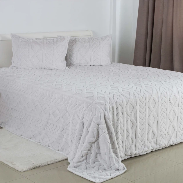 Покривало євро максі 240×260 ТЕП Soft Angora сіре, жакард, велюр, м’яке (4-04886_34647) - Фото 3 Покривало євро максі 240×260 ТЕП Soft Angora сіре, жакард, велюр, м’яке (4-04886_34647) - зображення 3