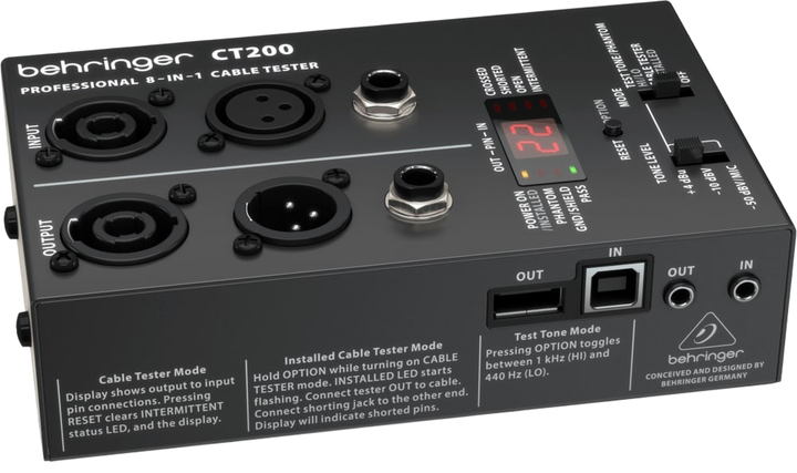 Кабельний тестер Behringer CT200 (4033653160339) - зображення 2