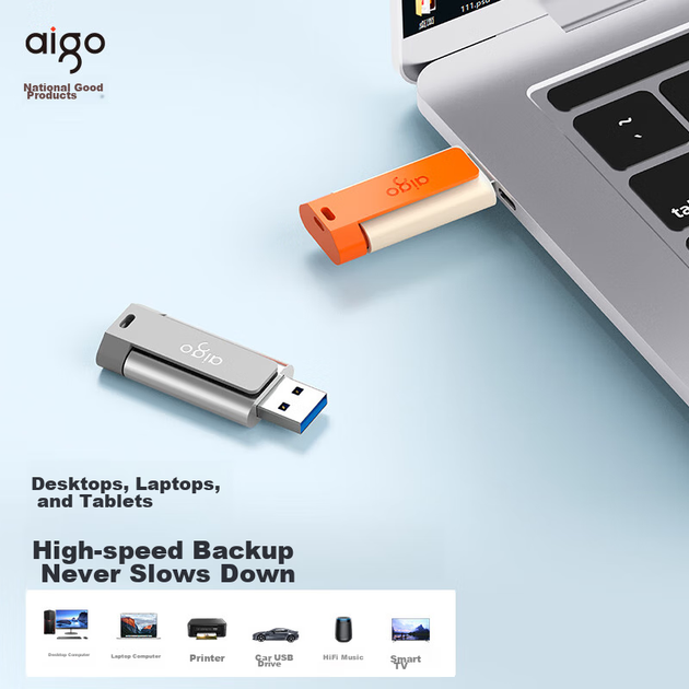 Флеш-накопичувач Aigo 32 ГБ USB 3.2 U332, висувна застібка, молодіжне поєднання двох кольорів, яскраво-помаранчевий - Фото 5 Флеш-накопичувач Aigo 32 ГБ USB 3.2 U332, висувна застібка, молодіжне поєднання двох кольорів, яскраво-помаранчевий - изображение 5