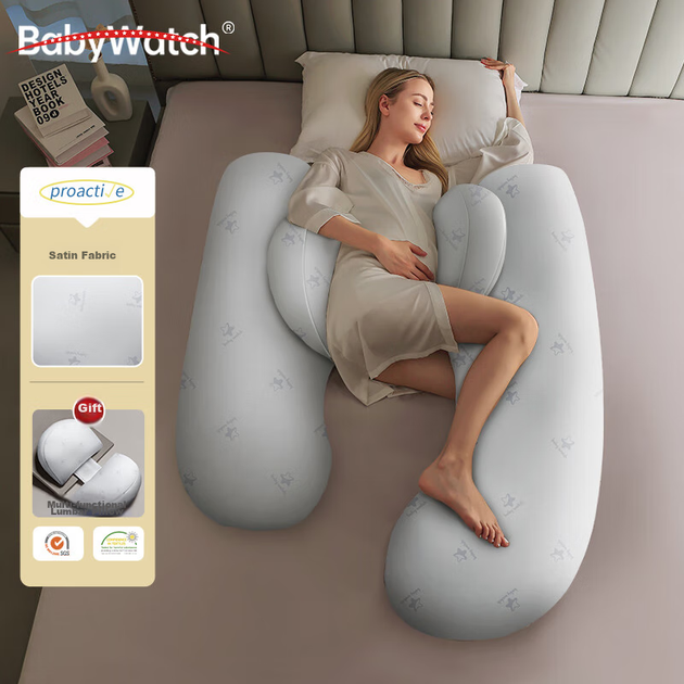 Подушка для вагітних BabyWatch, підтримка талії для сну на боці, подушка для підтримки живота, U-подібна подушка для вагітних для сну на боці - зображення 4